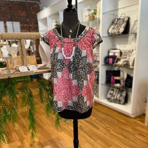 Milly of New York Original Silk Top, Size 4, GUC, Orange print 🤩 Bundle Me 😍